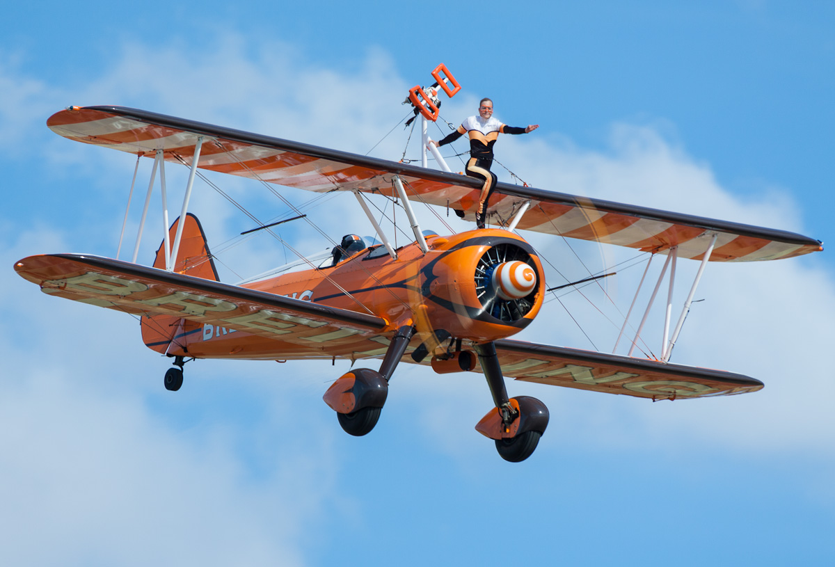 One of the Breitling wingwalkers at Duxford